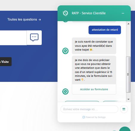 capture chatbot RATP 